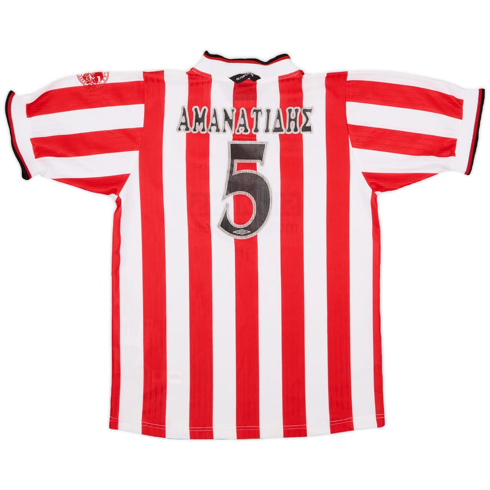 2000-01 Olympiakos Home Shirt Amanatidis #5 - 6/10 - (L.Boys)