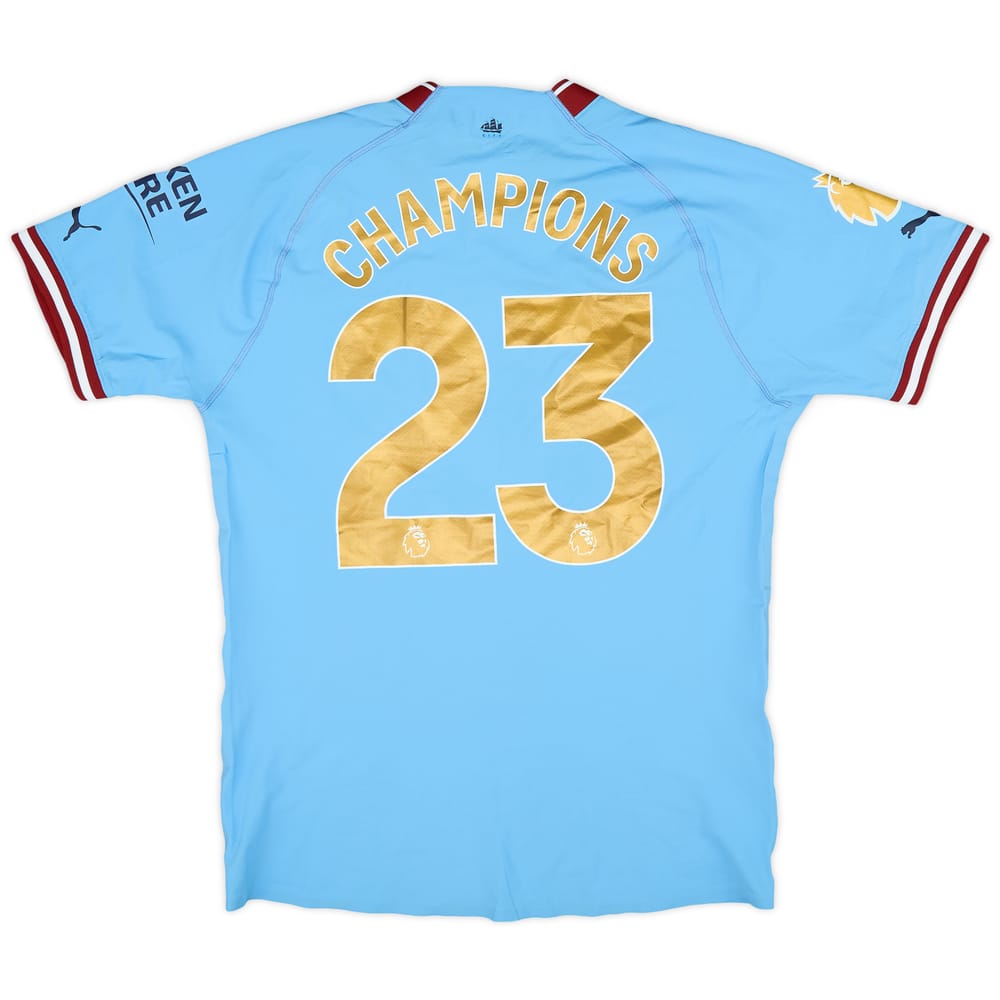 2022-23 Manchester City Authentic Home Shirt Champions #23 (L)