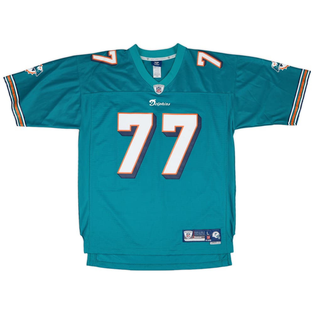 2008-11 Miami Dolphins Long #77 Reebok Premier Home Jersey - 6/10 - (L)