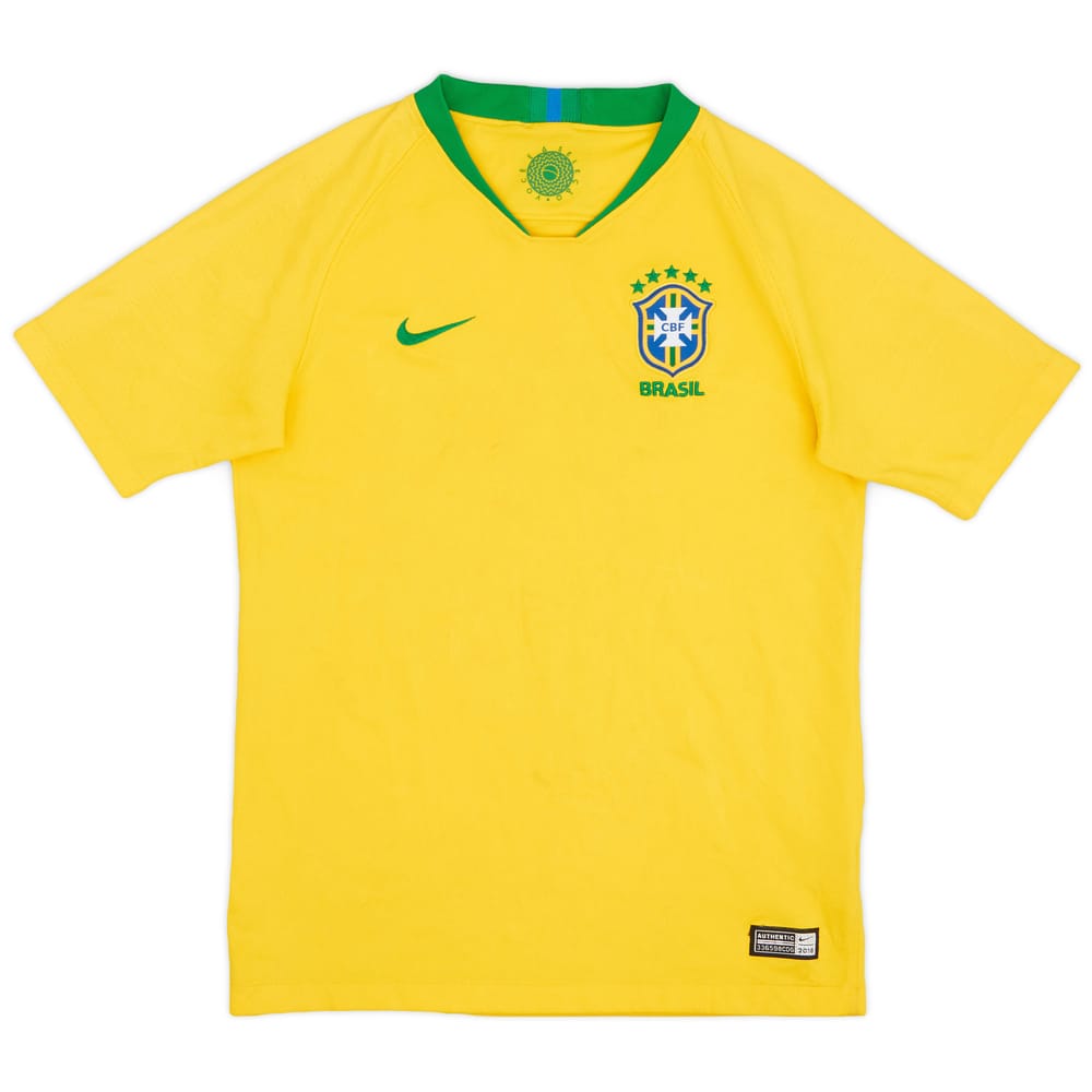 2018-19 Brazil Home Shirt - 7/10 - (L.Boys)