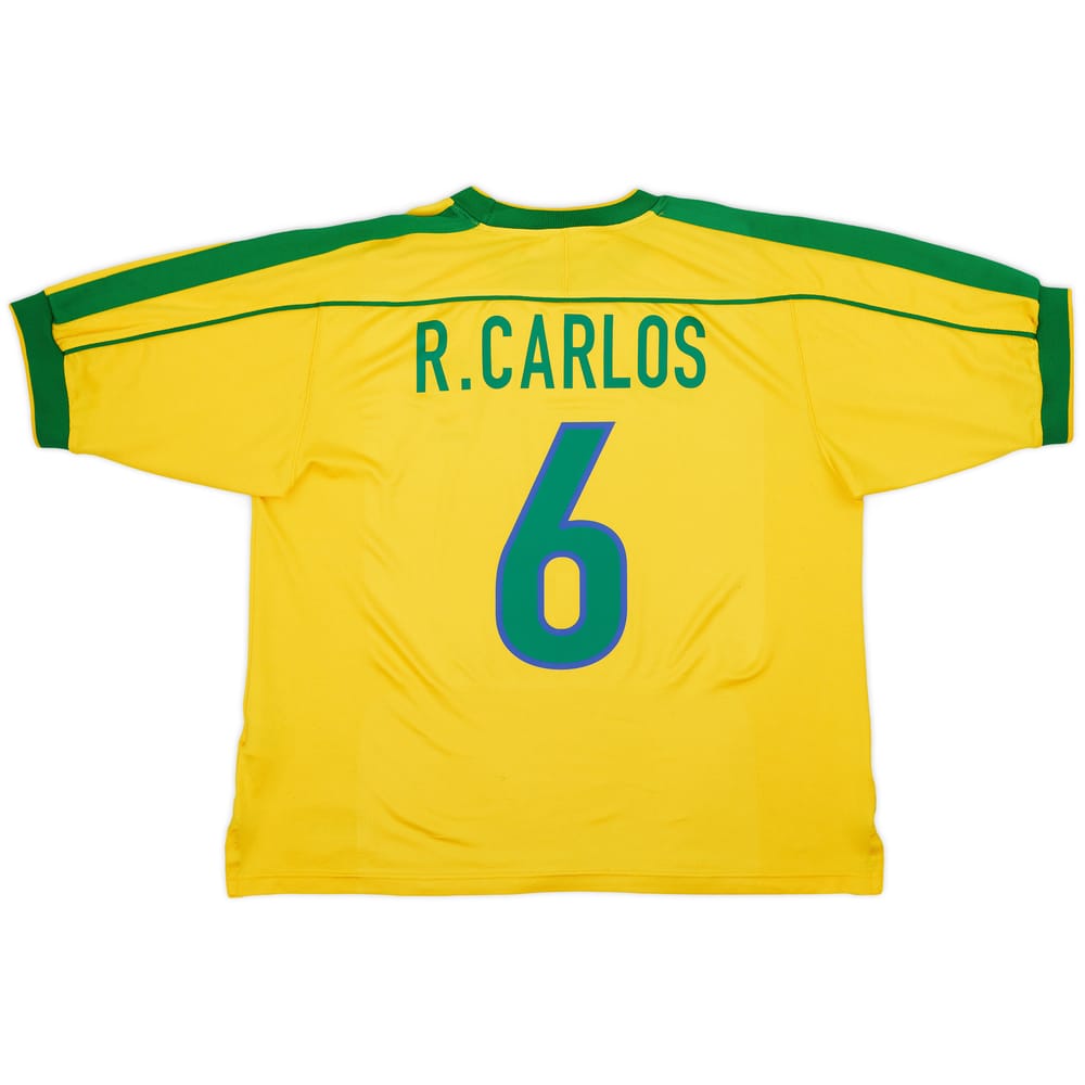 1998-00 Brazil Home Shirt R.Carlos #6 - 7/10 - (L)