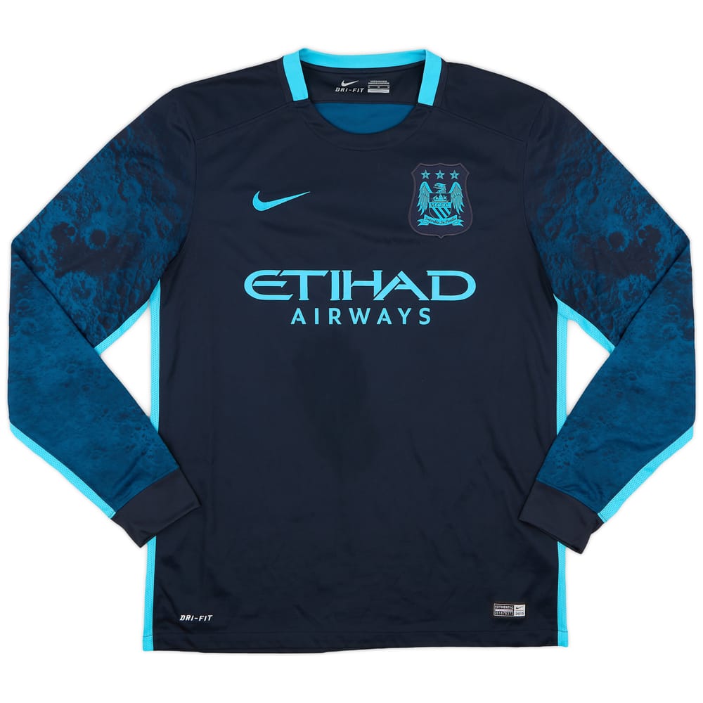 2015-16 Manchester City Away L/S Shirt - 9/10 - (M)