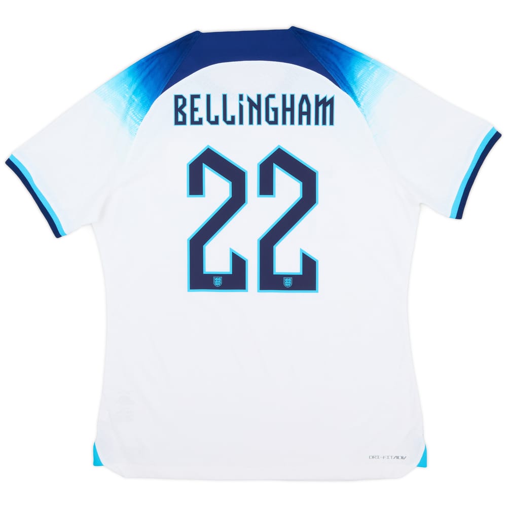 2022-23 England Authentic Home Shirt Bellingham #22 - 9/10 - (XL)