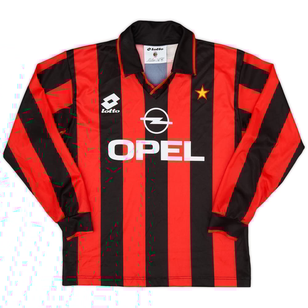 1995-96 AC Milan Home L/S Shirt - 8/10 - (XL.Boys)