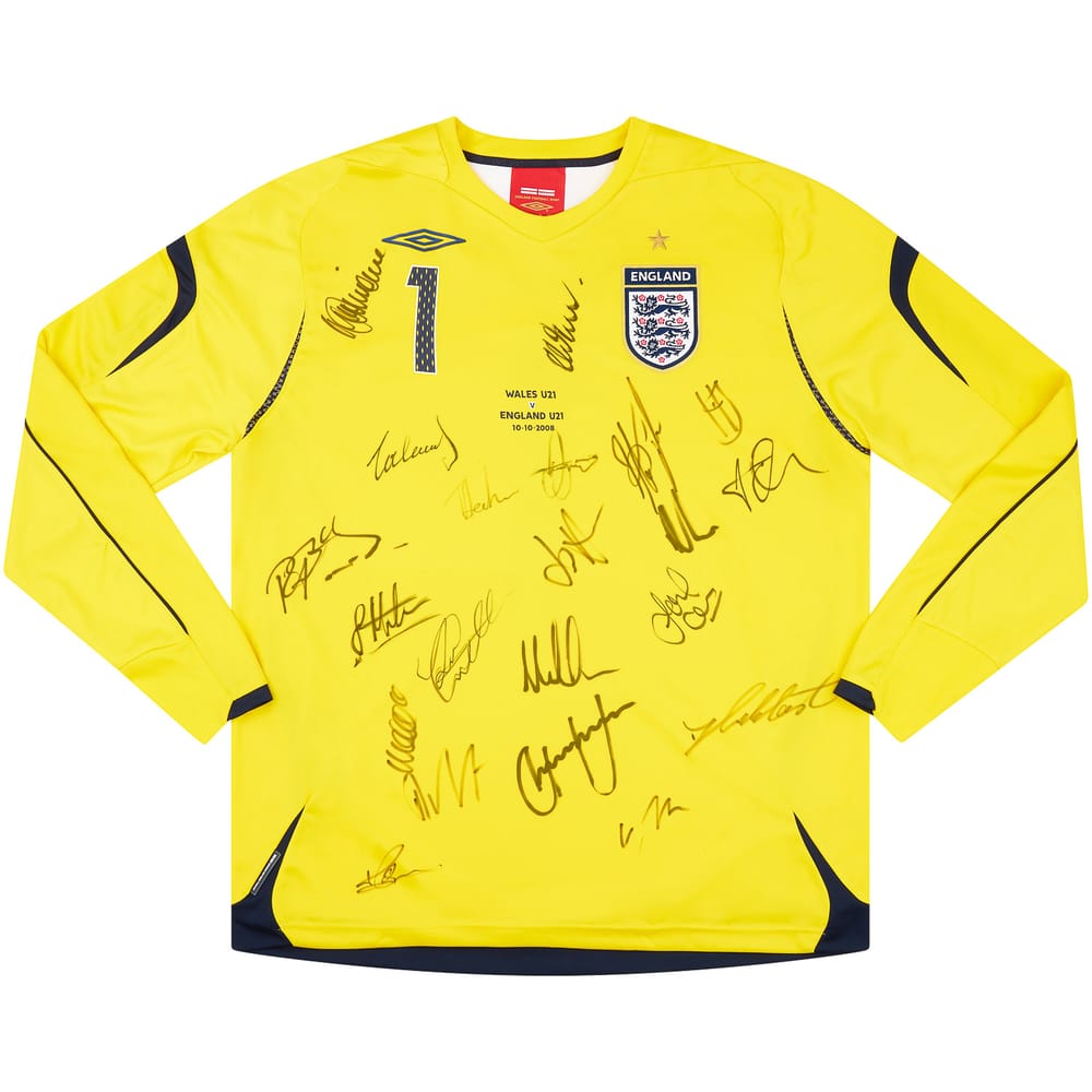 2008 England U-21 Match Issue Signed GK Shirt Hart #1 (v Wales)