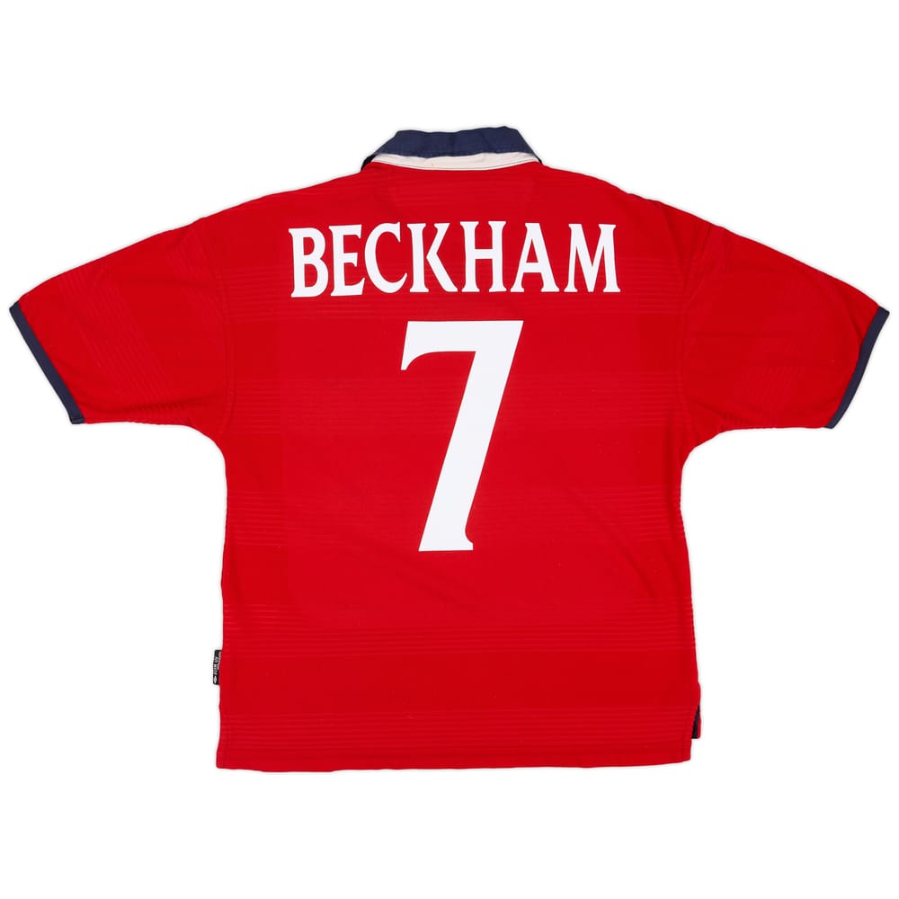 1999-01 England Away Shirt Beckham #7 - 8/10 - (XL.Boys)