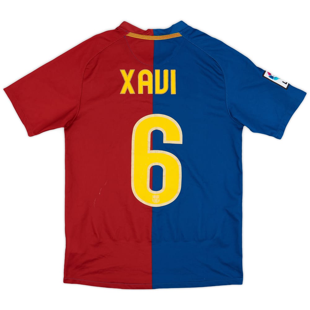 2008-09 Barcelona Home Shirt Xavi #6 - 7/10 - (XL.Boys)