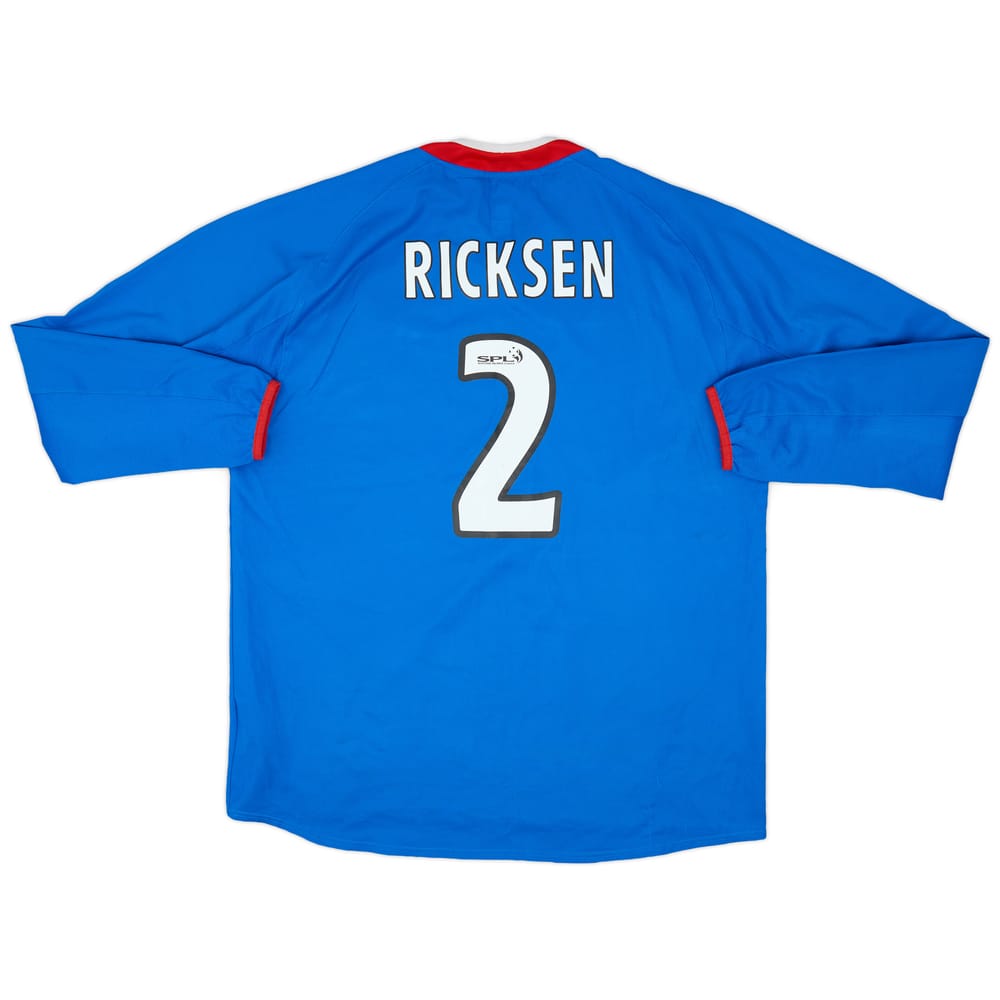 2003-05 Rangers Home L/S Shirt Ricksen #2 - 7/10 - (XL)