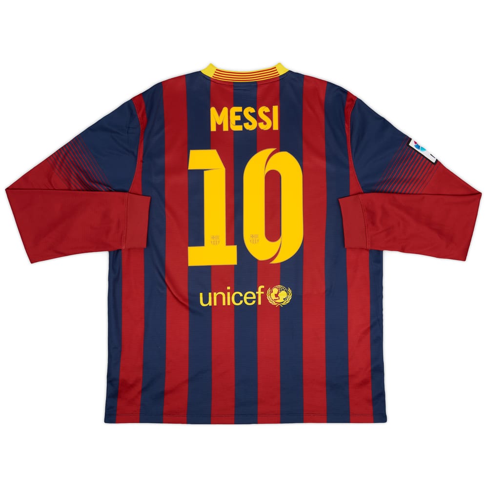 2013-14 Barcelona Home L/S Shirt Messi #10 - 6/10 - (XL)