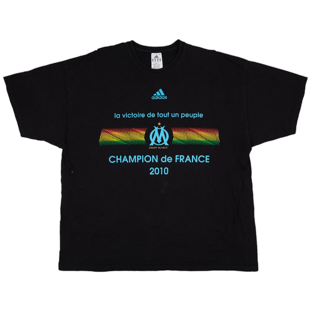 2009-10 Olympique Marseille adidas 'Champion de France' Graphic Tee - 8/10 - (XXL)