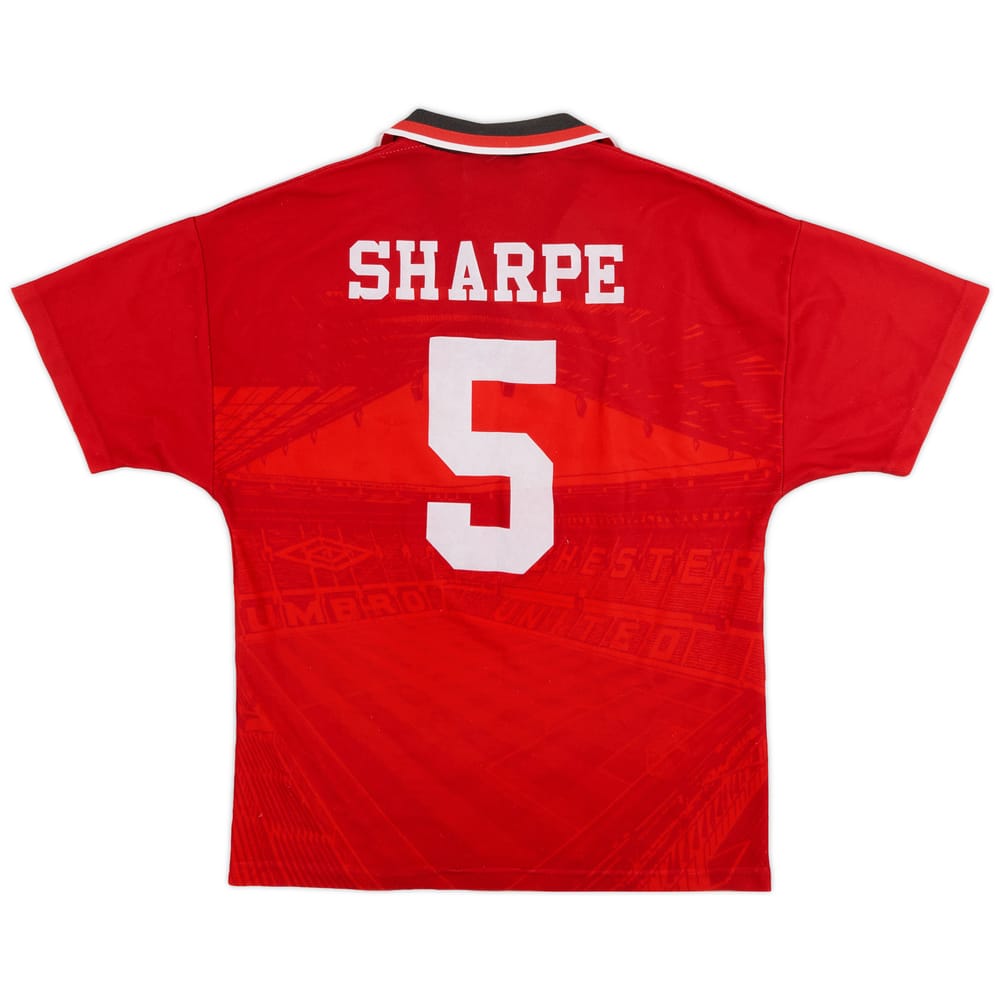 1994-96 Manchester United Home Shirt Sharpe #5 - 7/10 - (Y)
