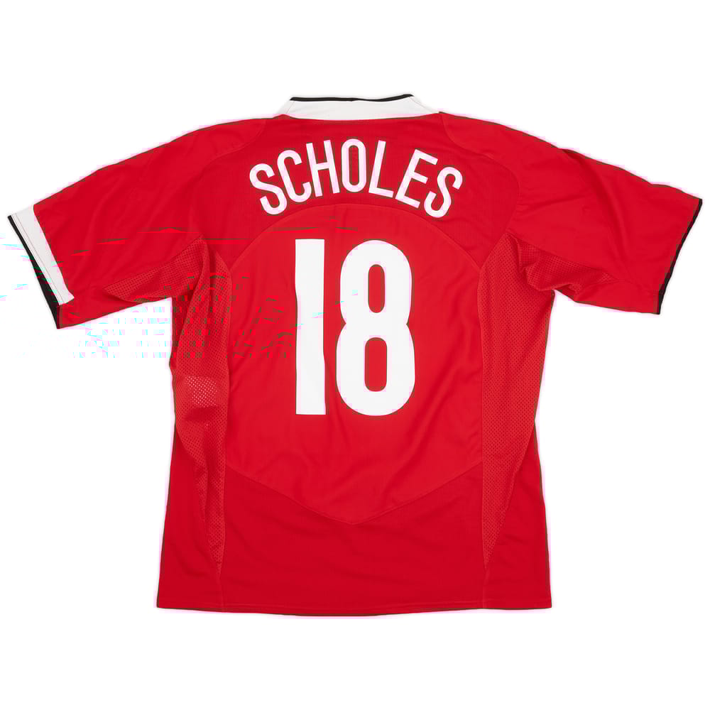 2004-06 Manchester United Home Shirt Scholes #18 - 8/10 - (XL)