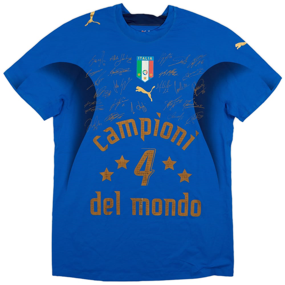 2006 Italy 'Campioni Del Mondo' 'Signed' Home Shirt - 6/10 - (L)