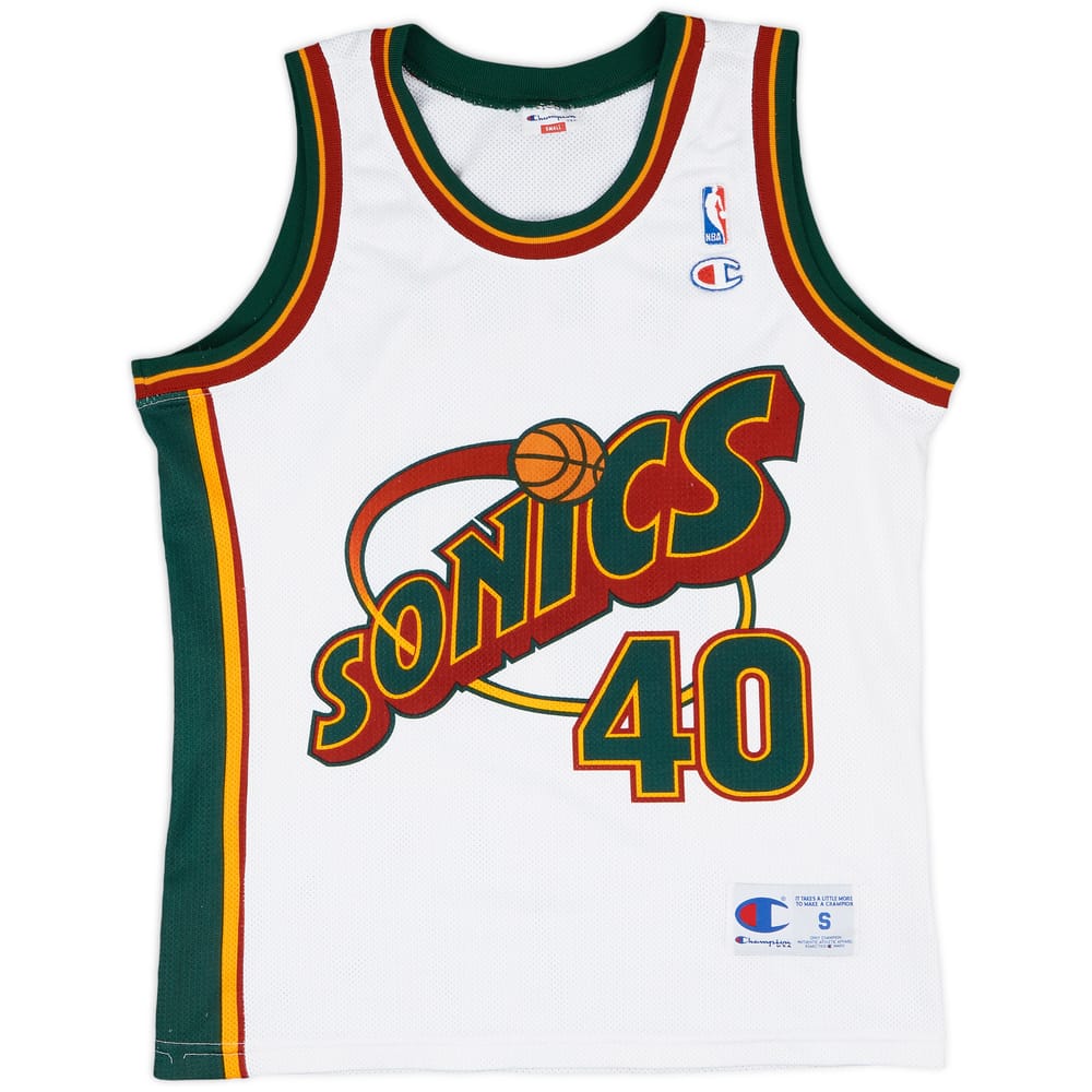 1995-97 Seatle Supersonics Kemp #40 Champion Home Jersey - 8/10 - (S)
