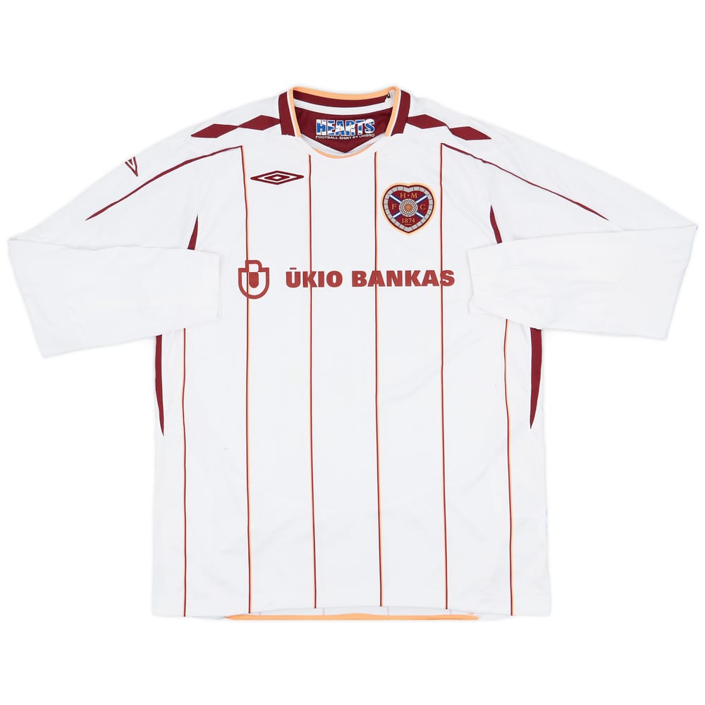 2007-08 Hearts Away L/S Shirt - 6/10 - (XL)
