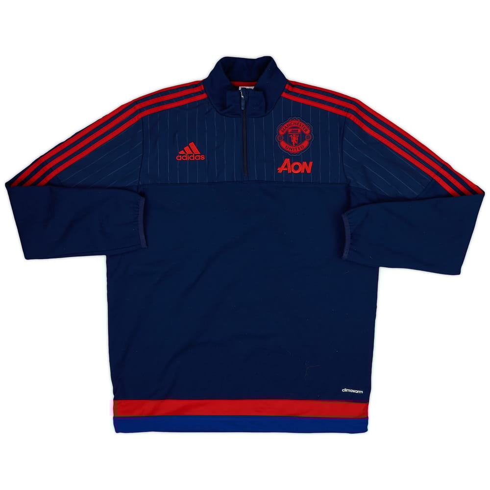2015-16 Manchester United adidas 1/4 Zip Sweat Top - 9/10 - (L)