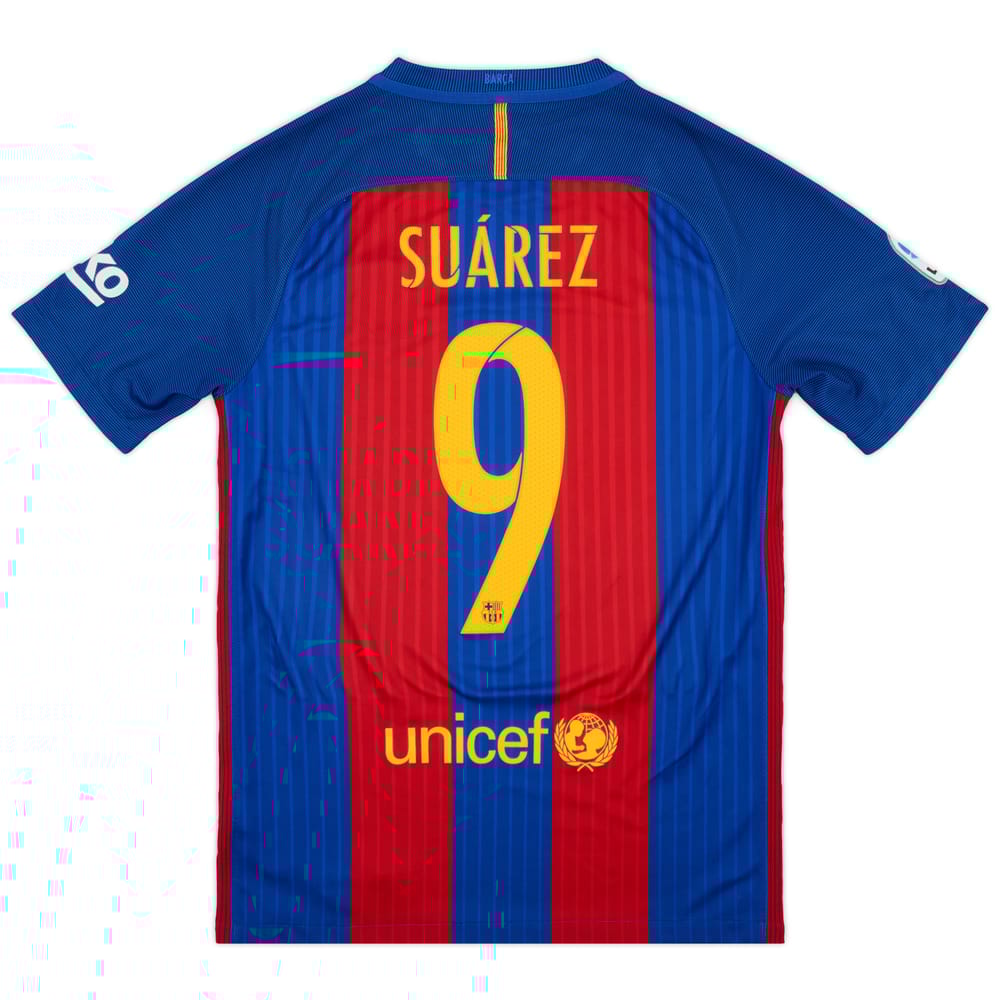 2016-17 Barcelona Home Shirt Suárez #9 - 9/10 - (S)