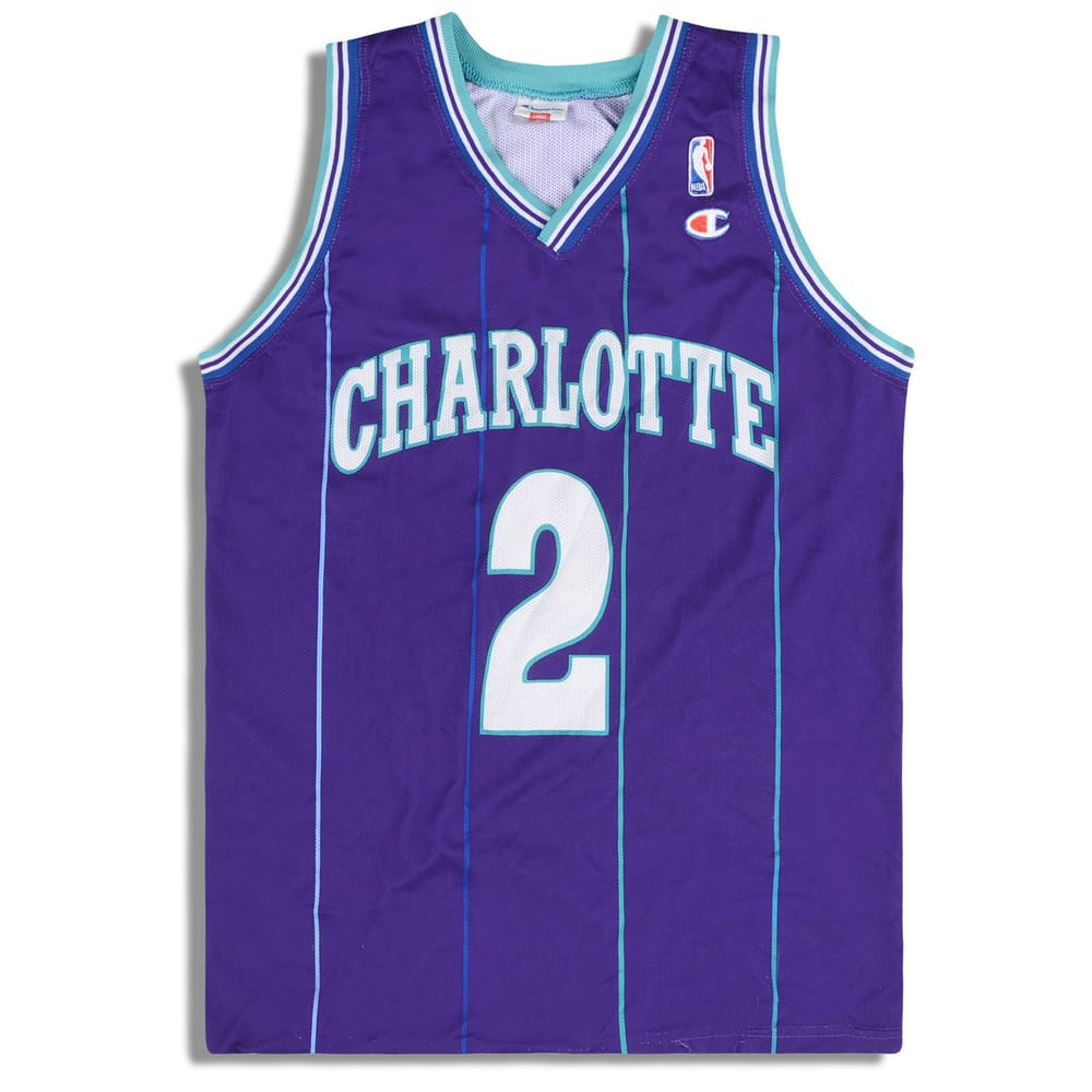 1995-96 Charlotte Hornets Johnson #2 Champion Jersey (Alternate) L