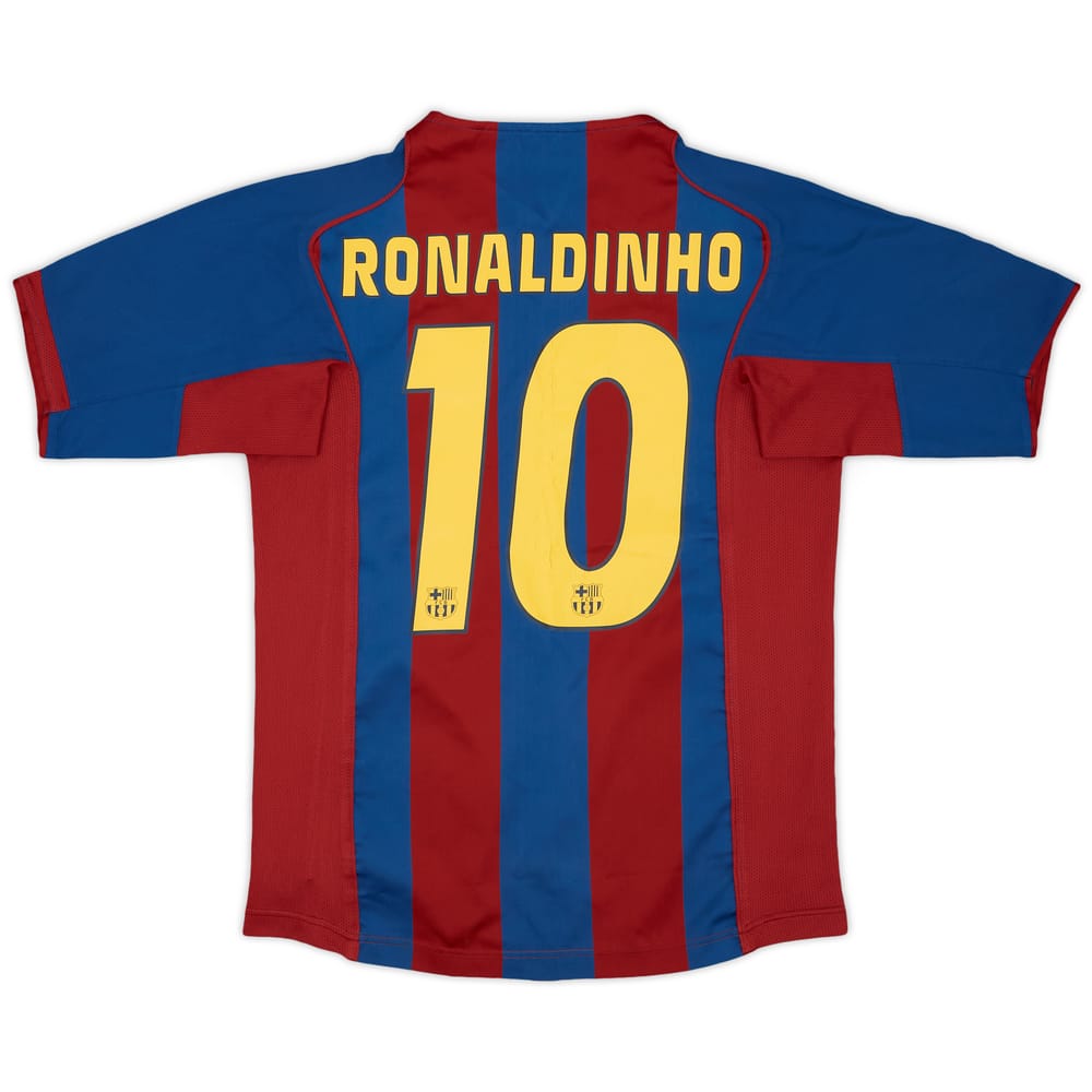 2004-05 Barcelona Home Shirt Ronaldinho #10 - 7/10 - (XL.Boys)