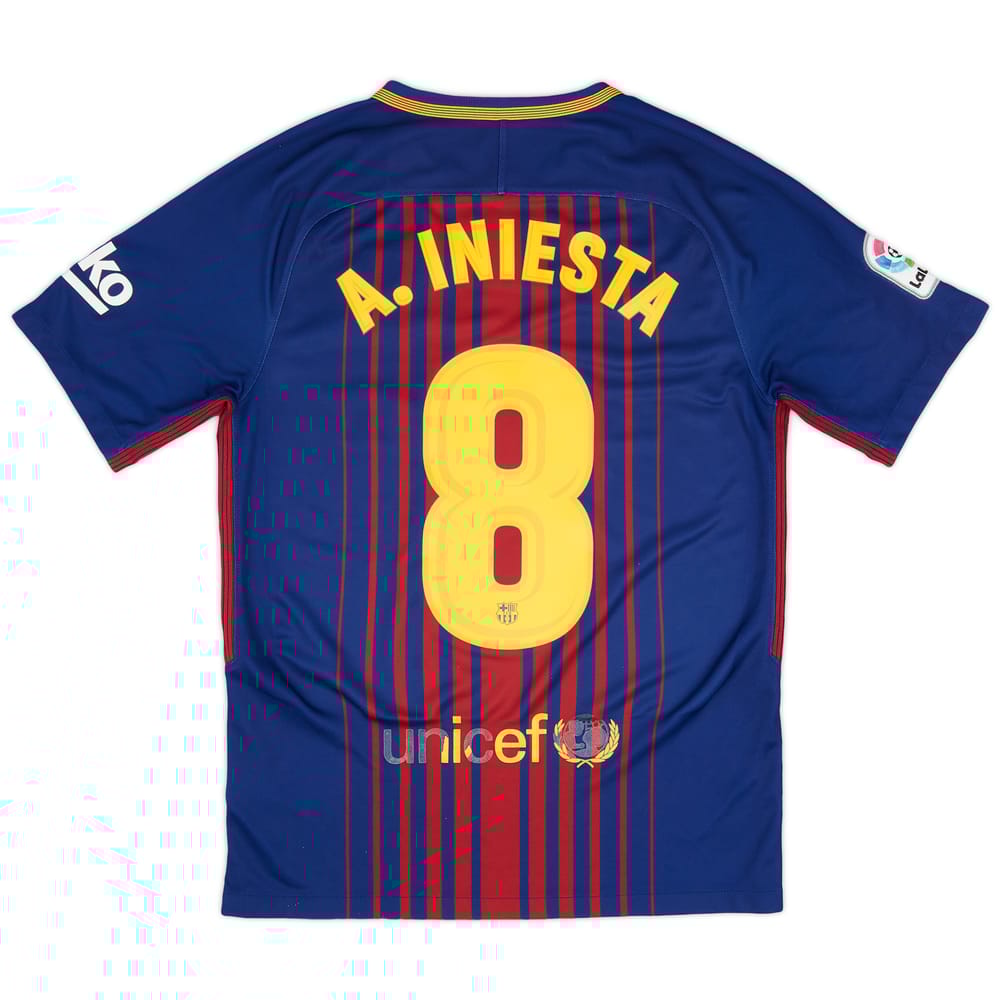2017-18 Barcelona Home Shirt A.Iniesta #8 - 6/10 - (S)