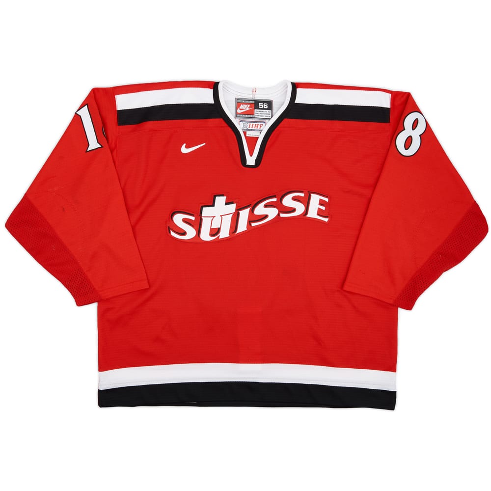 1998 Switzerland National Hockey Team #18 Nike Authentic Home Jersey - 8/10 - (XXL)