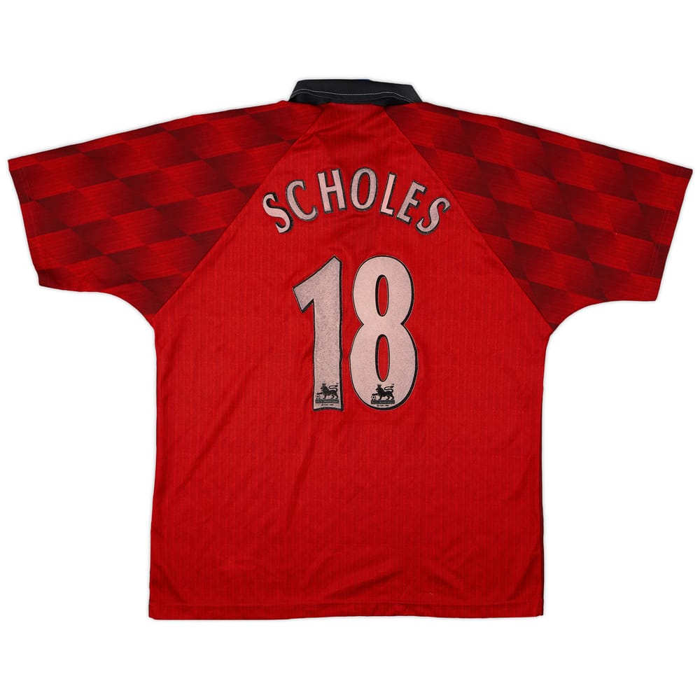 1996-98 Manchester United Home Shirt Scholes #18 - 5/10 - (L)