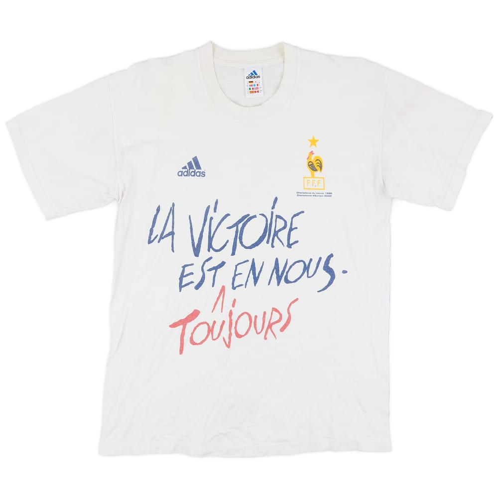 2000 France adidas 'Champions d'Europe 2000' Graphic Tee - 8/10 - (S)