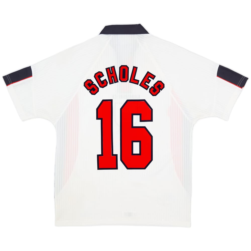 1997-99 England Home Shirt Scholes #16 - 8/10 - (M)