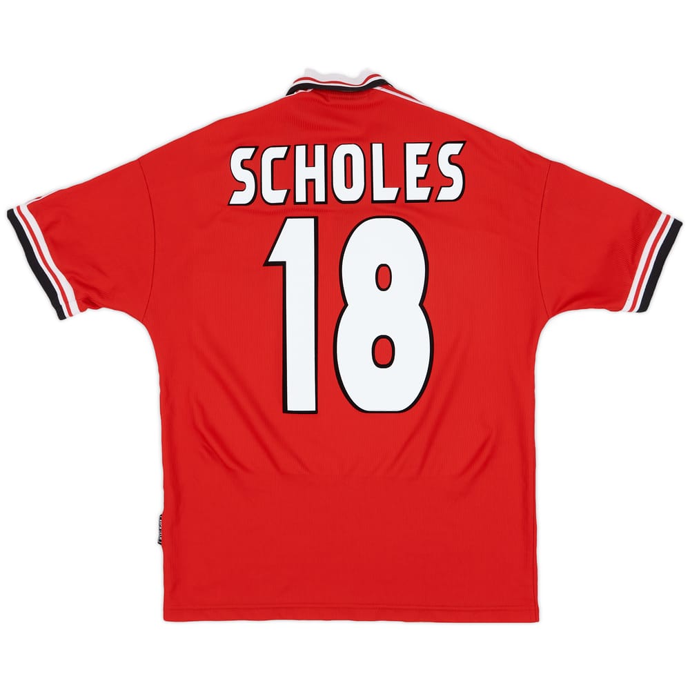 1998-00 Manchester United Home Shirt Scholes #18 - 7/10 - (M)
