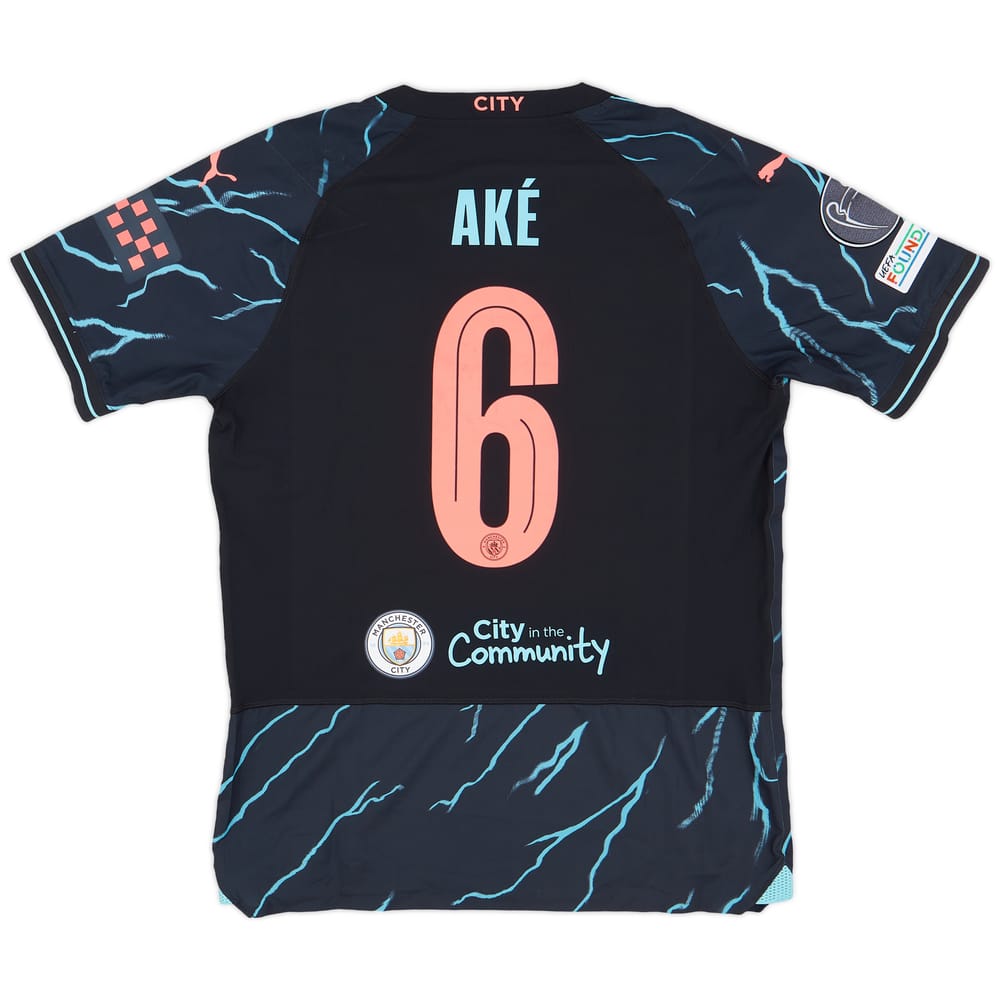 2023-24 Manchester City Match Issue Champions League Third Shirt Ake #6