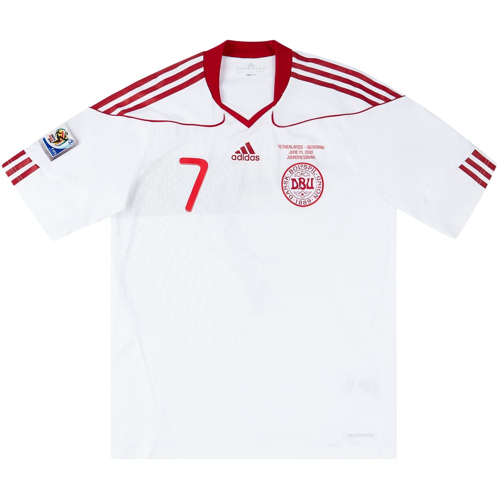 2010 Denmark Match Issue World Cup Away Shirt Jensen #7 (v Holland)