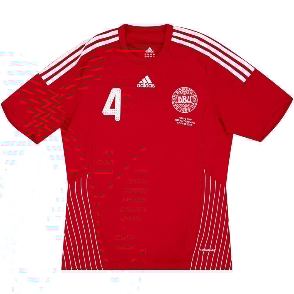 2010 Denmark Match Issue Kings Cup Home Shirt #4 (Borring) v Poland
