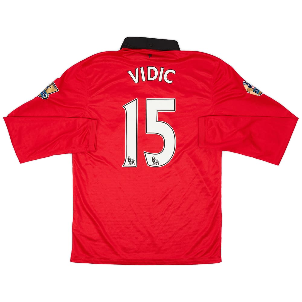 2013-14 Manchester United Home L/S Shirt Vidic #15 - 6/10 - (M)