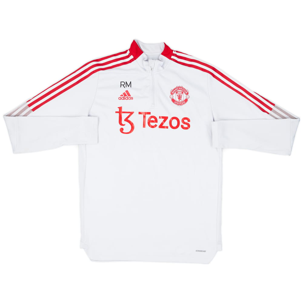 2021-22 Manchester United Staff Issue adidas 1/4 Zip Drill Top RN - 6/10 - (L)
