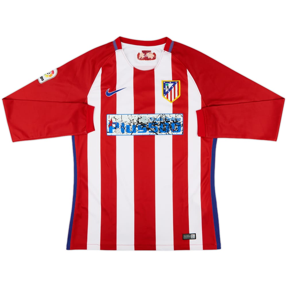 2016-17 Atletico Madrid Home L/S Shirt - 4/10 - (M)