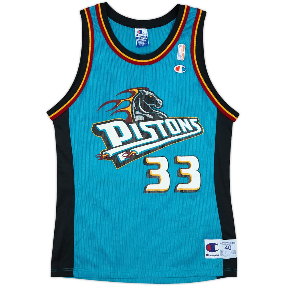 1996-00 Detroit Pistons Hill #33 Champion Away Jersey - 9/10 - (M)