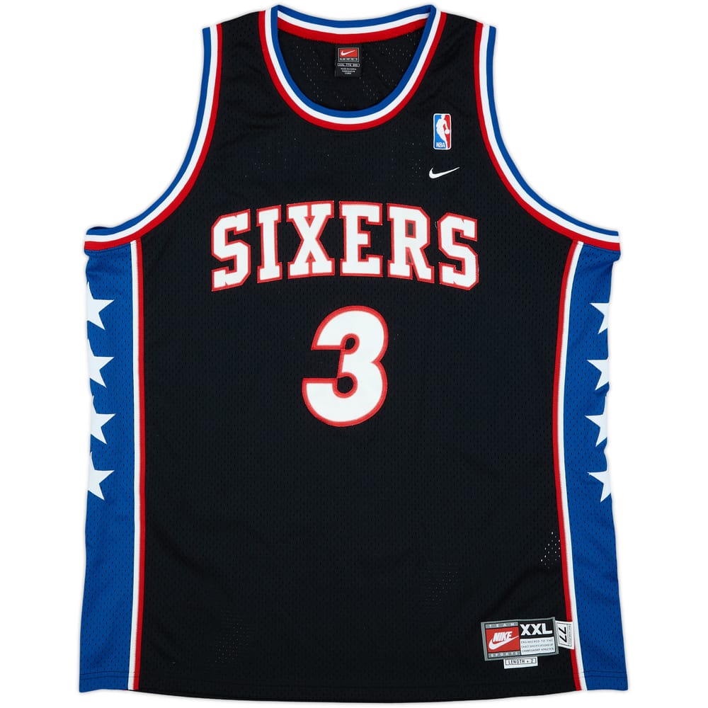 1976-77 Philadelphia 76ers Iverson #3 Nike Rewind Swingman Jersey - 8/10 - (XXL)