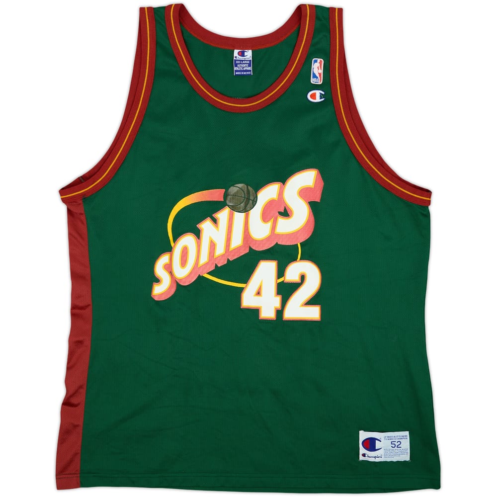 1997-01 Seattle SuperSonics Baker #42 Champion Away Jersey - 8/10 - (XXL)