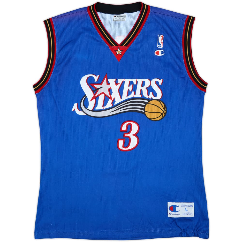 1999-00 Philadelphia 76ers Iverson #3 Champion Alternate Jersey - 7/10 - (L)