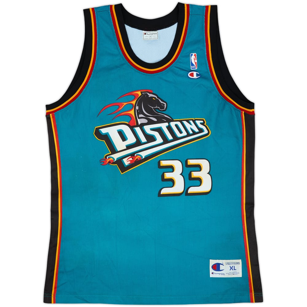 1996-00 Detroit Pistons Hill #33 Champion Away Jersey - 8/10 - (XL)