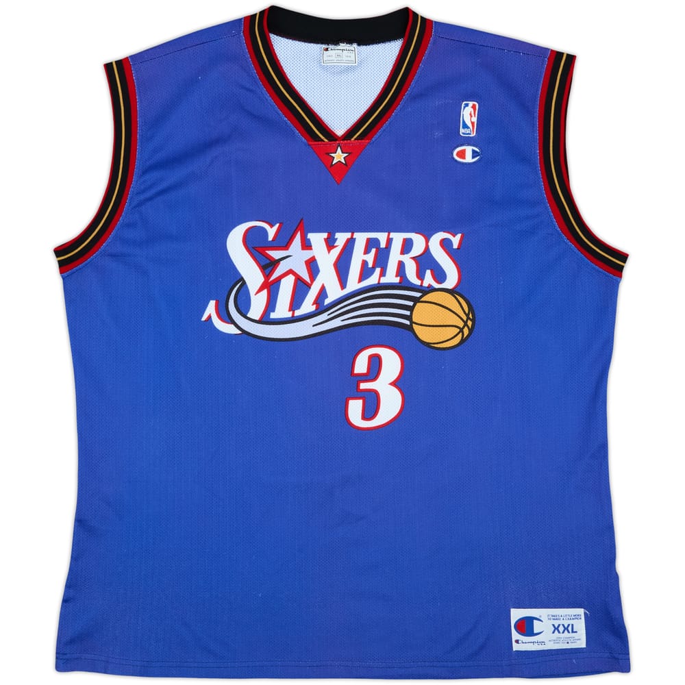 1999-00 Philadelphia 76ers Iverson #3 Champion Alternate Jersey - 8/10 - (XXL)