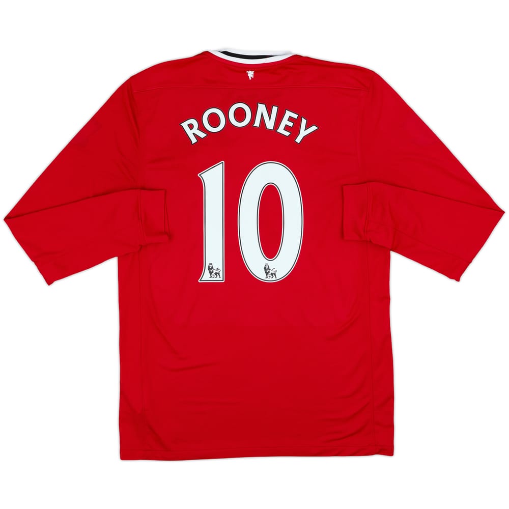 2011-12 Manchester United Home L/S Shirt Rooney #10 - 8/10 - (L)