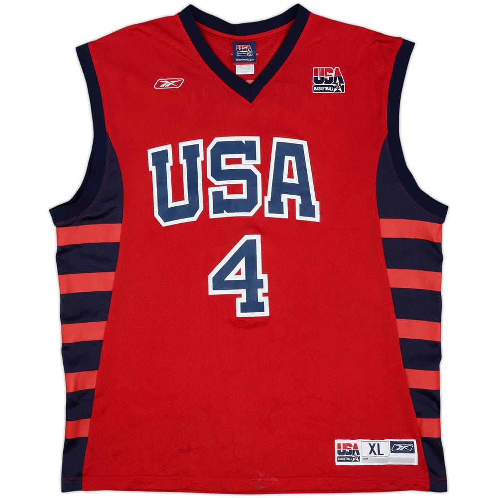 2004 USA Iverson #4 Reebok Alternate Jersey - 9/10 - (XL)