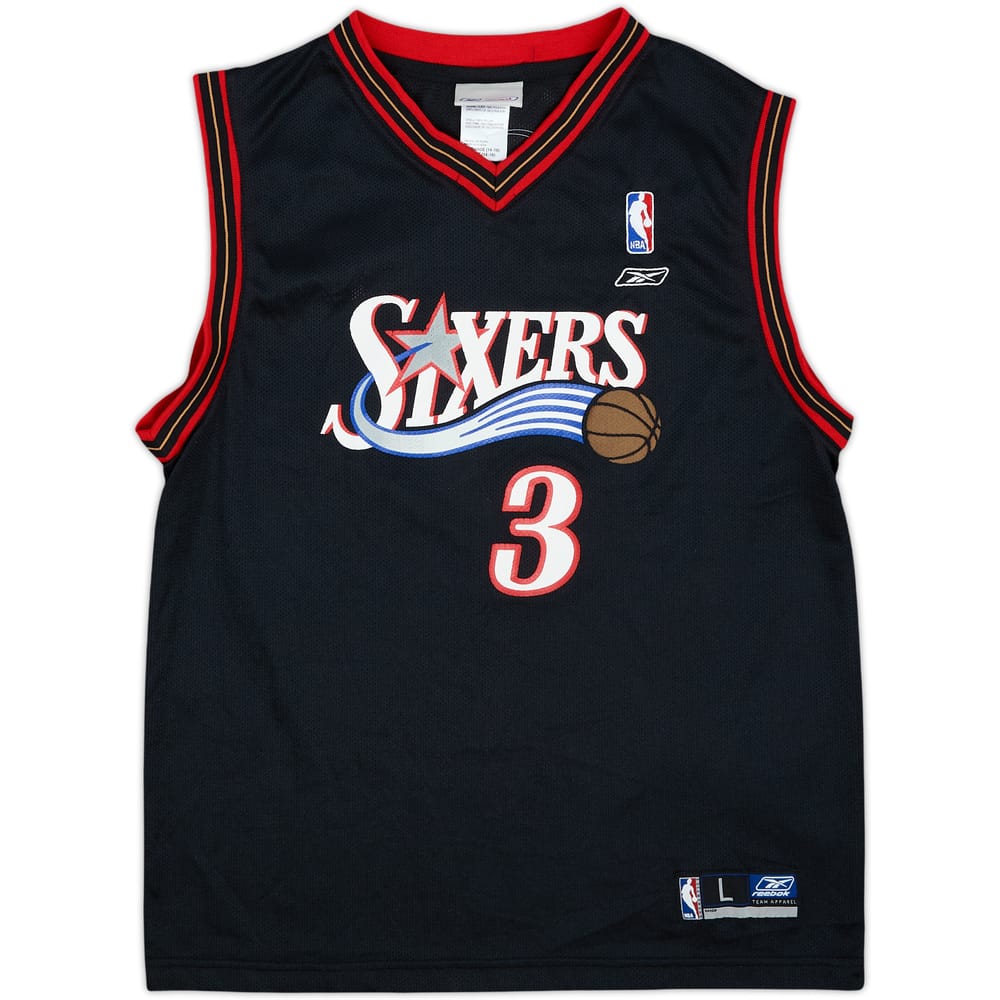 2002-06 Philadelphia 76ers Iverson #3 Reebok Away Jersey - 7/10 - (L.Boys)