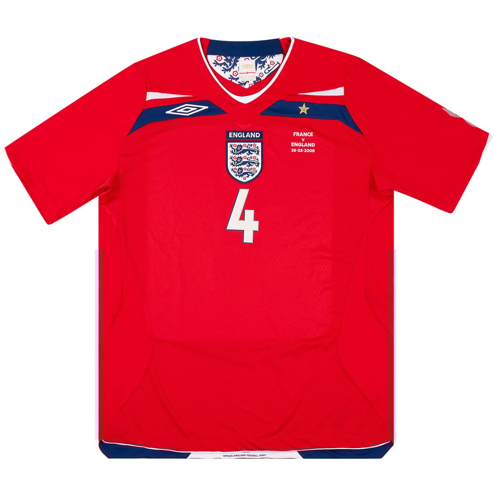 2008 England Match Issue Signed Away Shirt Hargreaves #4 (v France)