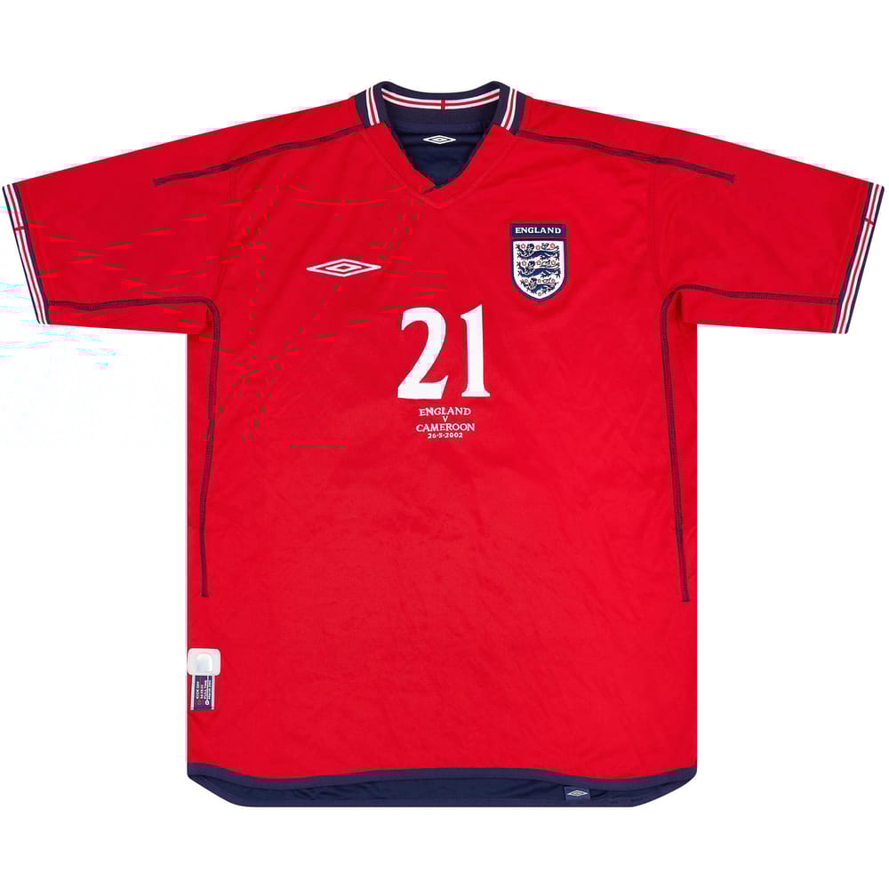 2002 England Match Issue Away Shirt Butt #21 (v Cameroon)