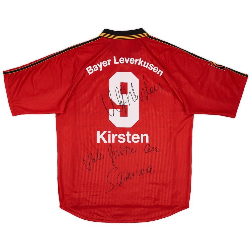 1998-00 Bayer Leverkusen Player Issue Signed Home Shirt Kirsten #9