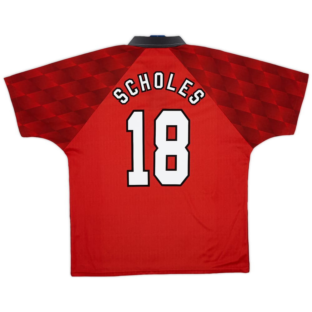 1996-98 Manchester United Home Shirt Scholes #18 - 9/10 - (XL)