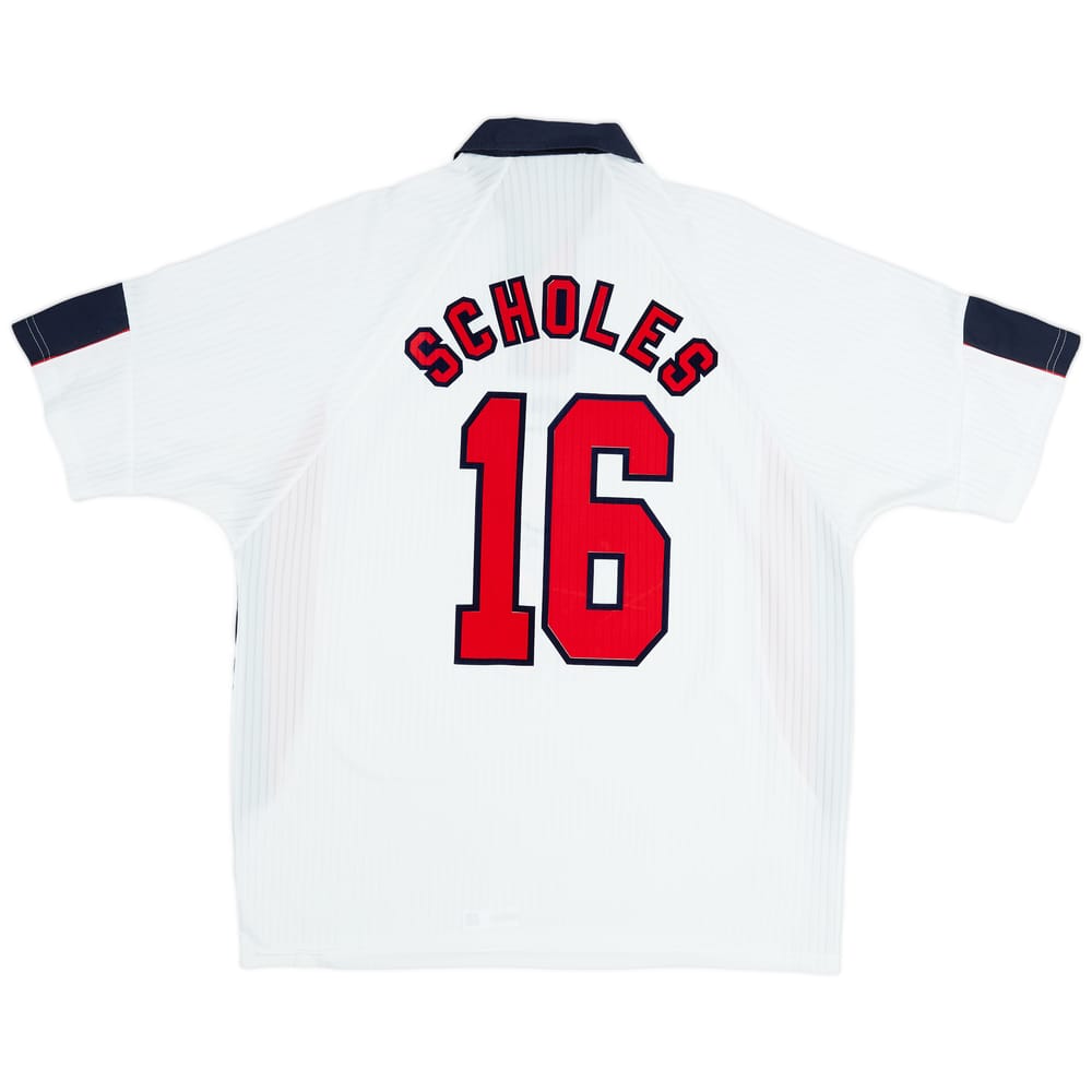 1997-99 England Home Shirt Scholes #16 - 9/10 - (XXL)