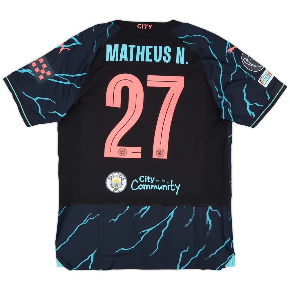 2023-24 Manchester City Match Issue Champions League Third Shirt Matheus N. #27